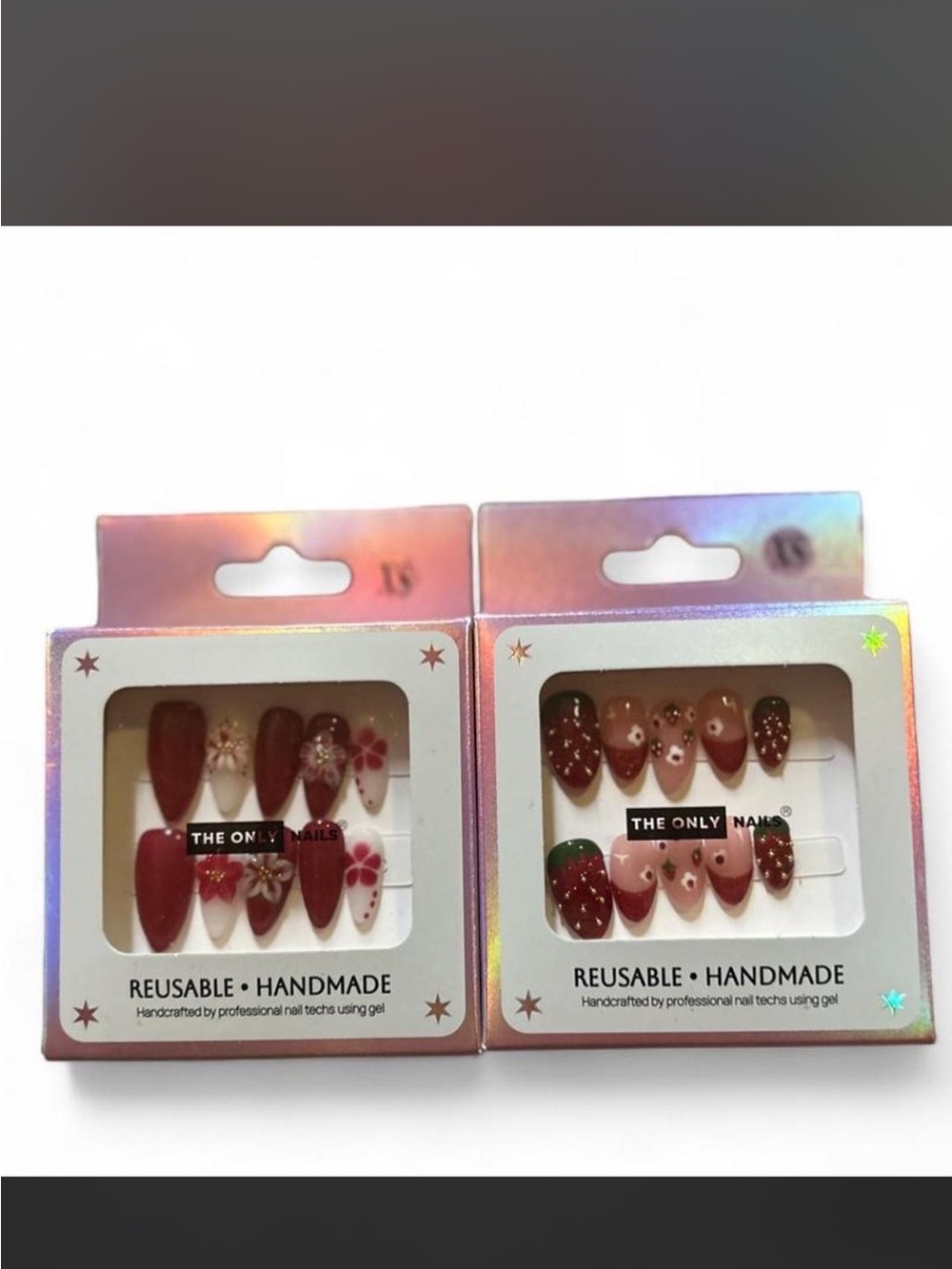 2 New Reusable Handmade Press-On Nail Sets xs.